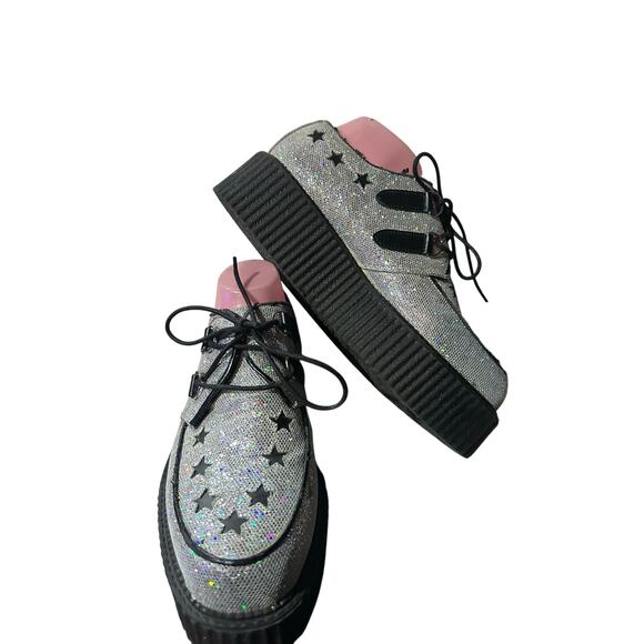 Demonia Creeper-415 Women's Gothic Glitter Star Platform Creepers Shoes Sz 11 - Picture 4 of 9